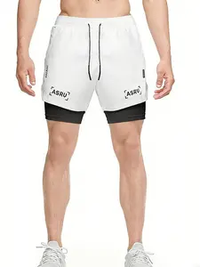 Men's Summer Outdoor Shorts, American Style Youth 2-in-1 Sports Shorts, Fitness Shorts, Multi-Pocket Quick-Dry Running Shorts for Men