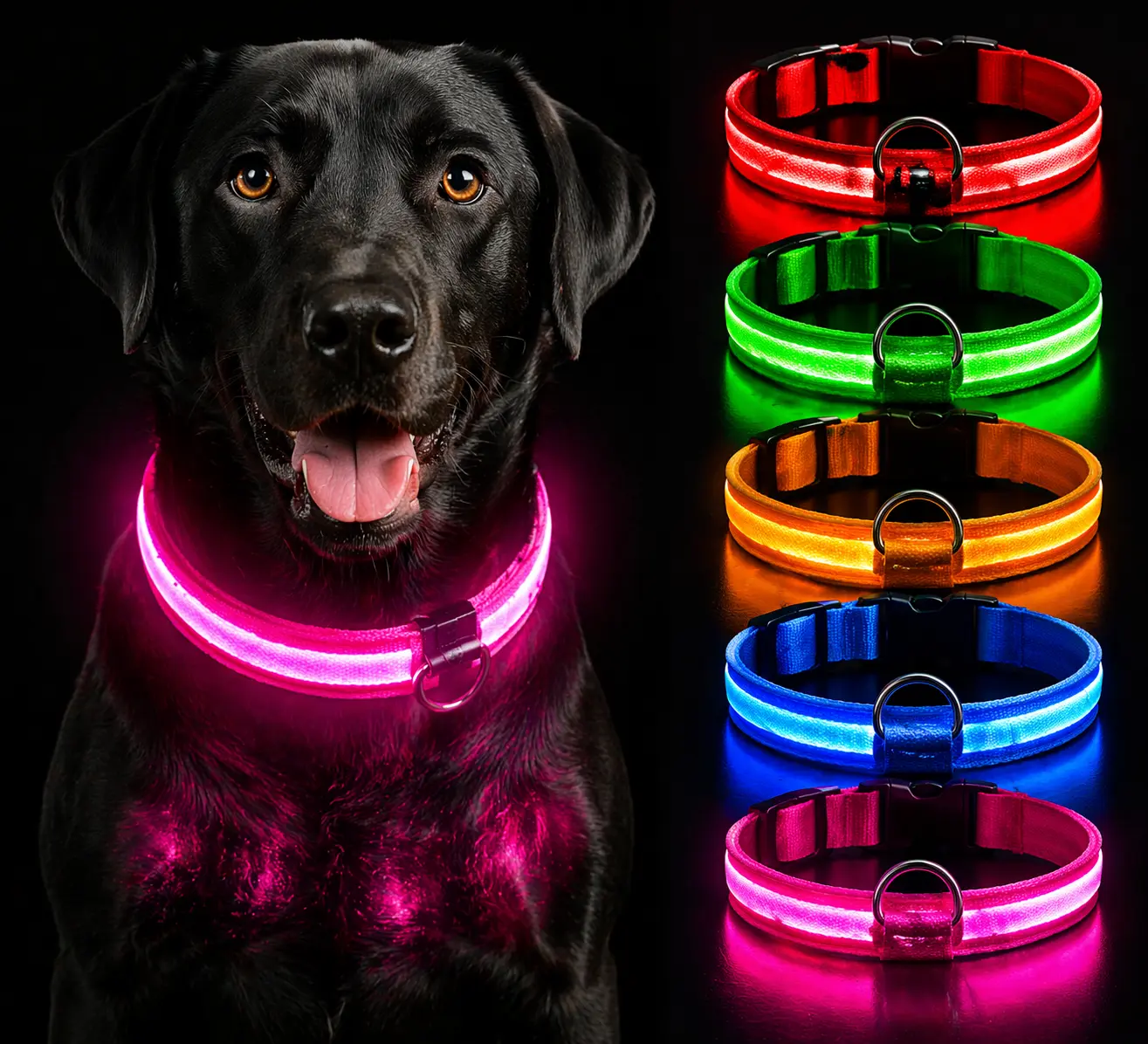 LED Dog Collar Rechargeable – Light Up Pet Collar for Night Safety Walking, Adjustable Waterproof Glow Collar for Small Medium Large Dogs