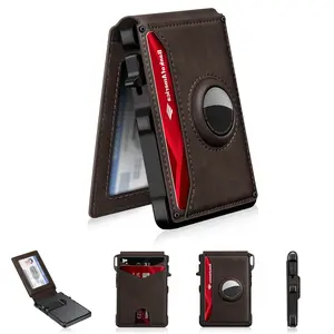 Minimalist Men’s Slim Wallet: 9 - 13 Cards, Money Clip, ID Window. RFID - Blocking, Aluminum Bifold Pop - Up