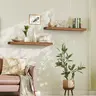 HOOBRO 2 Shelf Set 47.2in Floating Wooden Wall Shelves with Invisible Brackets (Hidden-Bracket Look), 22 lbs Max Capacity House Decor Aesthetic Home Decor Storage Solution for Living Room, Bedroom Blank Walls