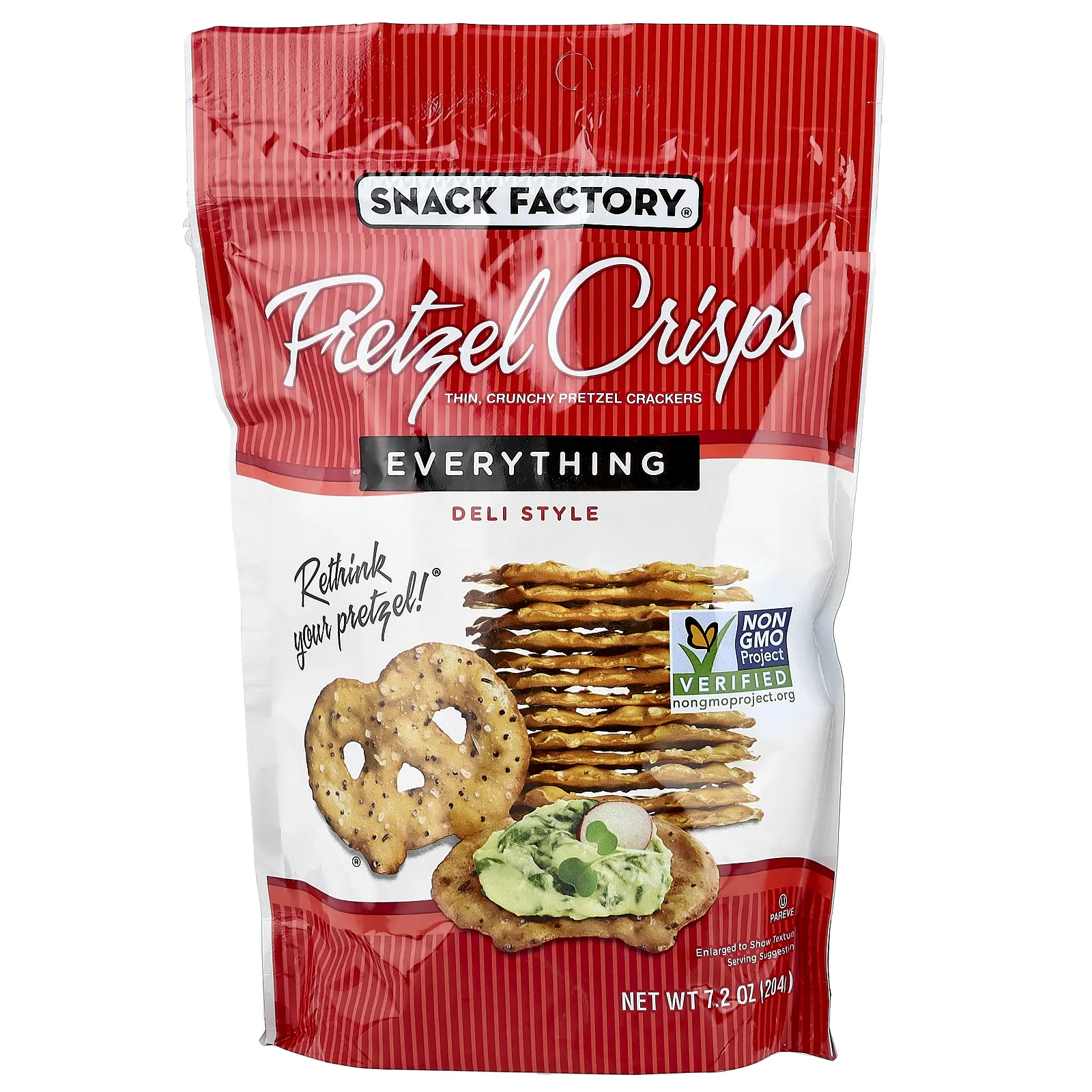 Snack Factory Pretzel Crisps, Everything, Deli Style, 7.2 oz (204 g)