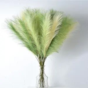 Green Pampas Grass Decor,23Inch 12pcs Faux Pampas Grass Bouquets Artificial Pampas Fake Pampas Flower for Home Living Room Bedroom Vase Decor