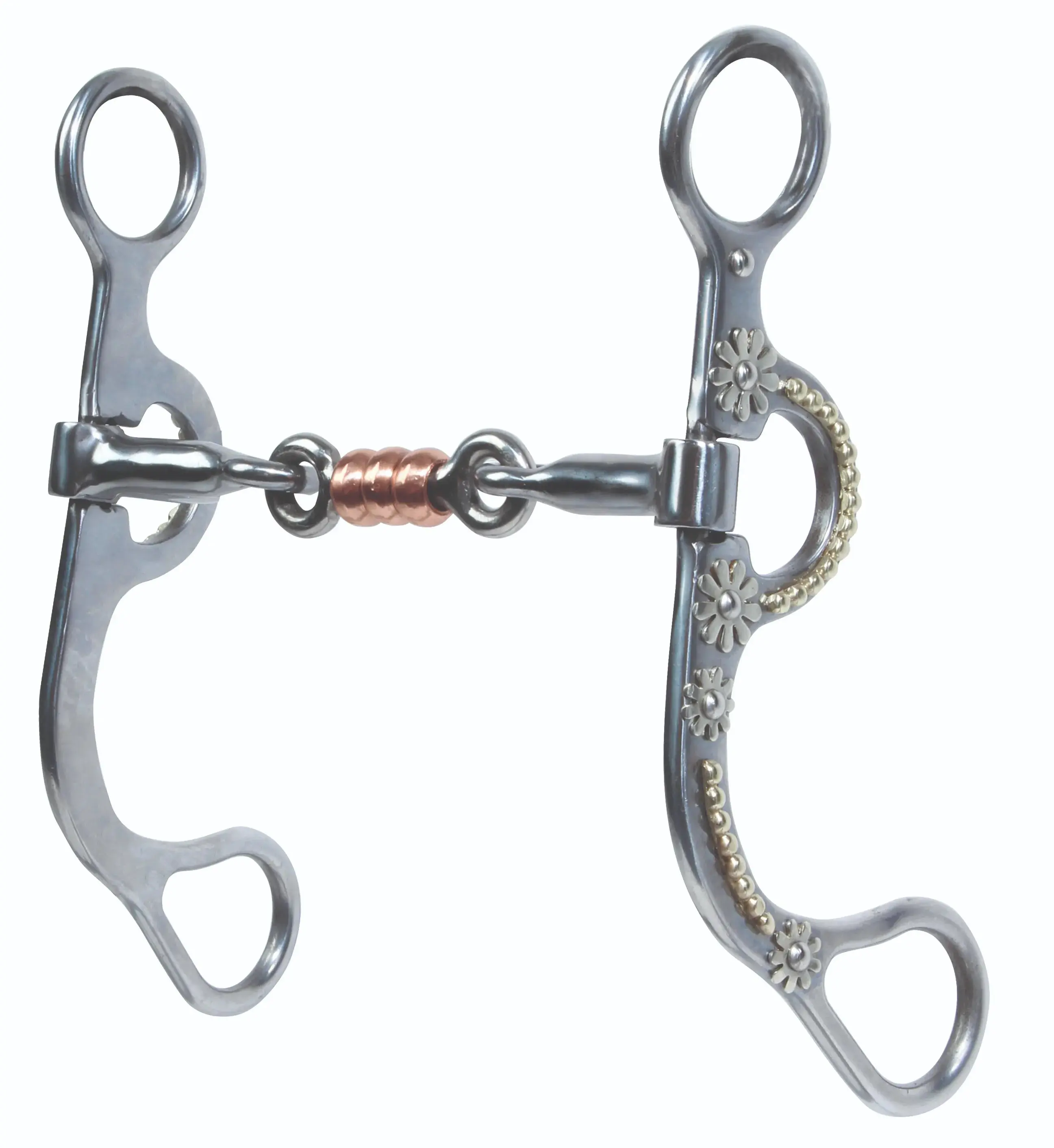 Professional's Choice Bob Avila Daisy Three-Piece Dogbone Horse Bit - 5" Sweet Iron Mouthpiece, Copper Roller, 6" Shank