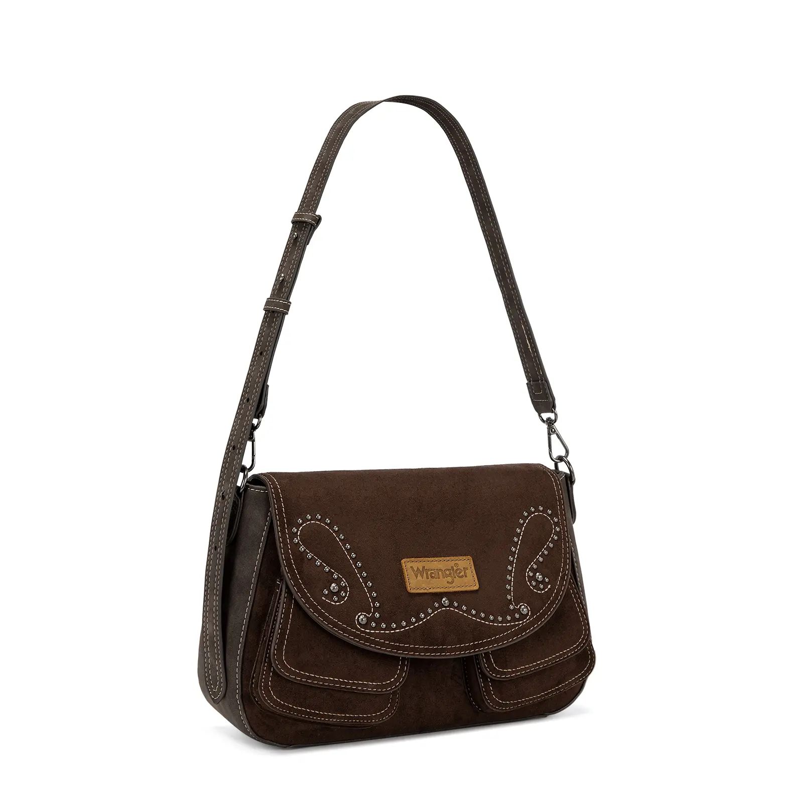 Wrangler crossbody bags for women Studded Faux-Suede Shoulder Bag