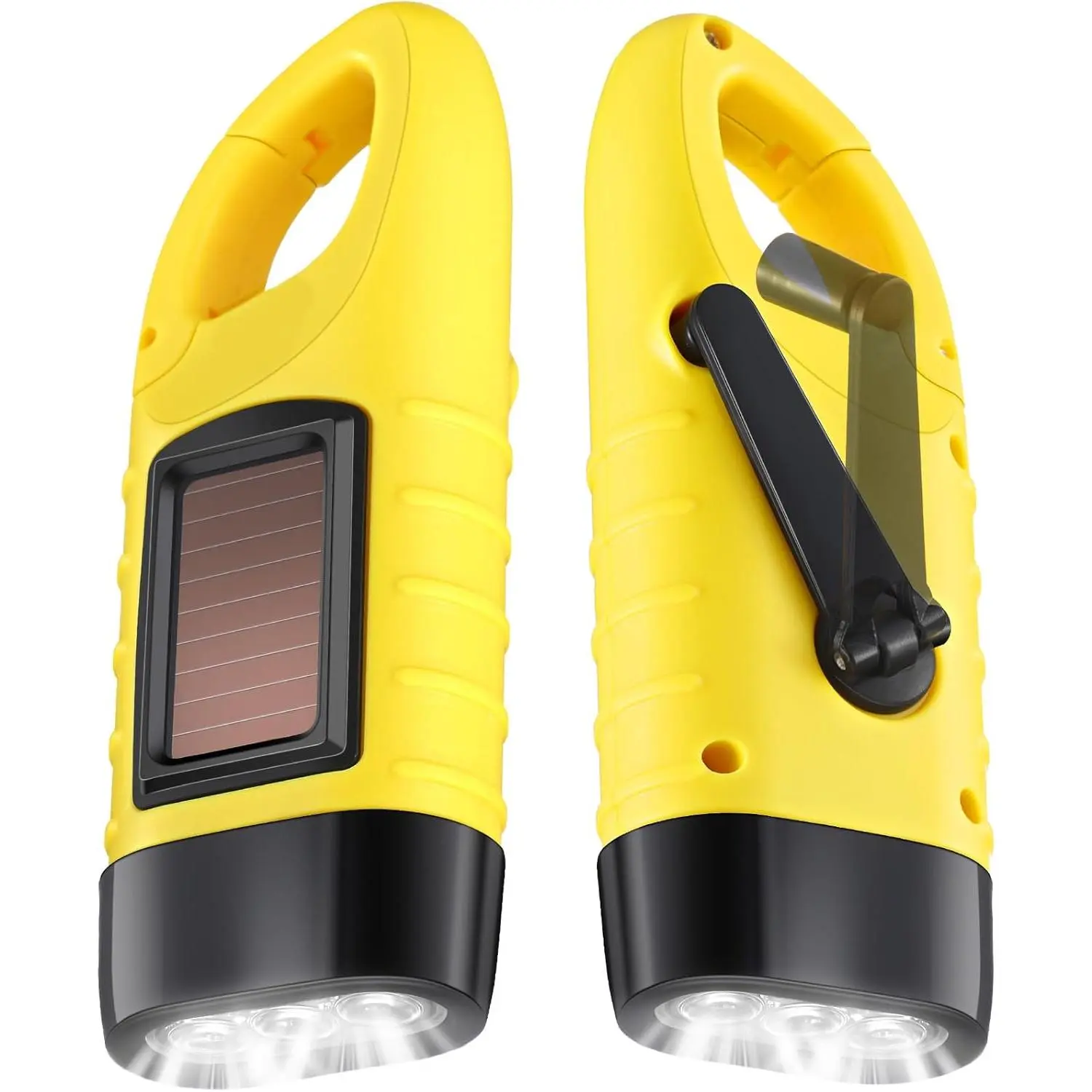 2 count Hand Crank Flashlight Solar  Flashlight for Emergencies Dynamo Rechargeable LED  Light for Outdoor Sports Hiking Camping