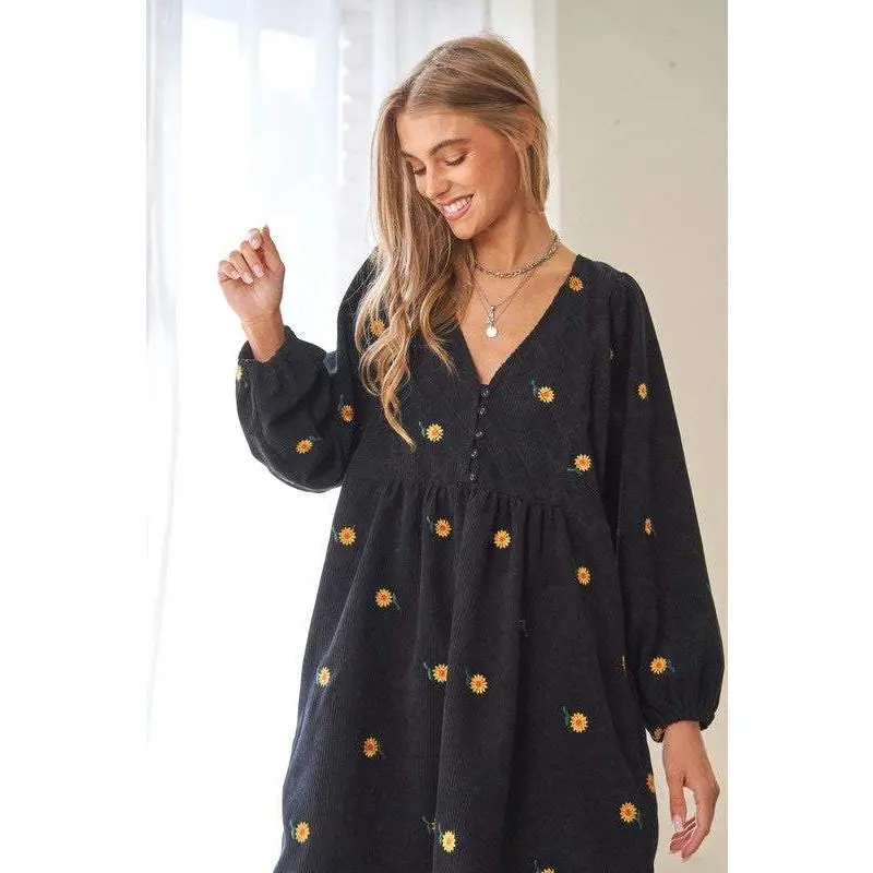 Corduroy Quilted Mini Dress
