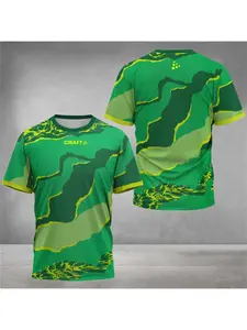 Fashion Tie-Dye Printed Crew Neck T-Shirt For Men 2026 Summer Men's Clothing New Quick-Drying Badminton Tennis Short Sleeve Top