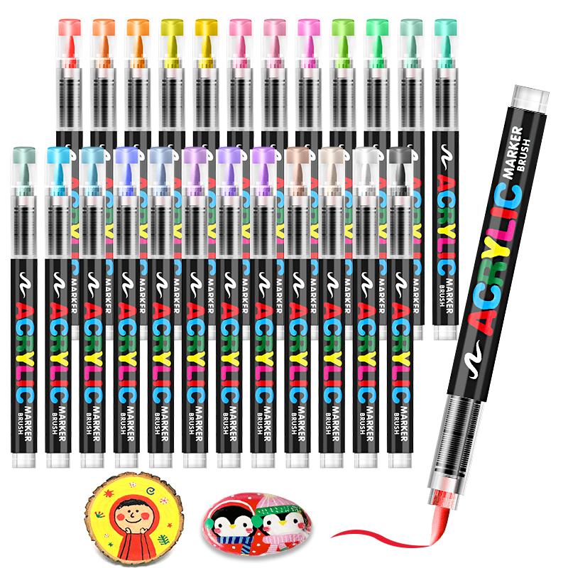 12/24/36/48 -Colors Acrylic Marker Pens - New Arrival! Multiple Colors For Choice, Office & Painting Supplies, High - End Set With Exquisite Packaging, Suitable For Gifting, For Professional Art Painting, Soft Brush Tip Art Marker Pens