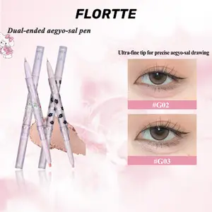 FLORTTE Chu Chu Baby Dual-Ended Aegyo-Sal Pen, Ultra-fine tip liquid eyeliner & creamy shimmer highlight for plump aegyo-sal  Eyeshadow Makeup Cosmetic