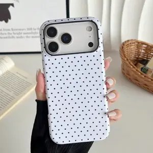 Cute Aesthetic Polka Dot Phone Case, Shockproof Slim TPU Hard PC Hybrid Cover White Pink Black, Compatible with iPhone 17 Pro Max/17/17 Pro/17 Air/16 Pro Max/16 Pro/16/15/14/13/12/11/XS & Samsung Galaxy Series, for Women Girls