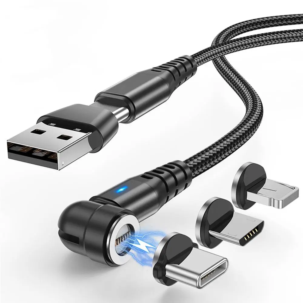 60W Magnetic Charging Cable, Rotatable Magnetic Phone Charger Cord, Magnetic USB C Charging Cable, Magnetic Fast Charging Cable 3 in 1 USB C/A to Type