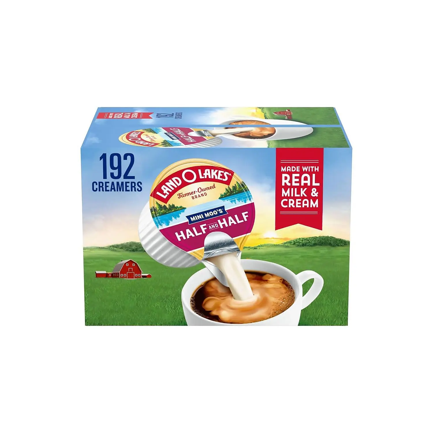 Land O Lakes Mini Moos Half & Half Dairy Creamer Singles - 192 Count, Milk-Compatible, Shelf-Stable Ambient, Baking Creamer