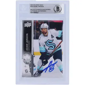 Adam Larsson Seattle Kraken Autographed 2021-22 Upper Deck Extended Series #679 Beckett Fanatics Witnessed Authenticated Card - Fanatics Authentic Certified