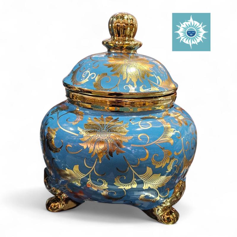 10" Porcelain Sopera for Orishas & Saints – Handcrafted Religious Jar with Lid – Decorative Ceramic Pot for Santeria, Spiritual & Altar Use