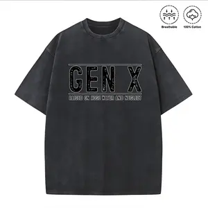 Washed T-shirt Gen X Raised On Hose Water And Neglect T-Shirt, Washed Black Retro Tee, Distressed Gen X Graphic for Nostalgic Style