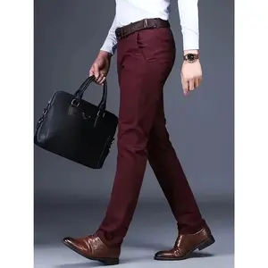 Versatile Lightweight Polyester Men's Dress Pants - Sleek Solid Black Trousers with Elegant Drape, Machine Washable, Comfortable Fit, Perfect for All Seasons