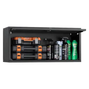 Floating Type Metal Wall Storage Unit - 27.56Wx12.01Dx14.02H in, Up-Flip Door Garage Tool Holder, 120lb Heavy Load per Shelf, Wall Cabinets for Garage, Basement, Assembly Required