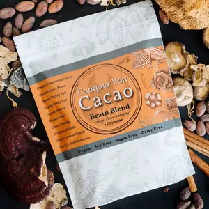 Cayenne Brain Blend - Natural Drink Supplement for Brain Health, Immunity Support, Energy - Mushrooms - Cacao - Vegan - Drink Mix. Aphrodisiac, Mood Booster, Fitness, Gluten Free, Gut Health, Lions Mane, Cordyceps, Moringa, chocolate, coffee replacement