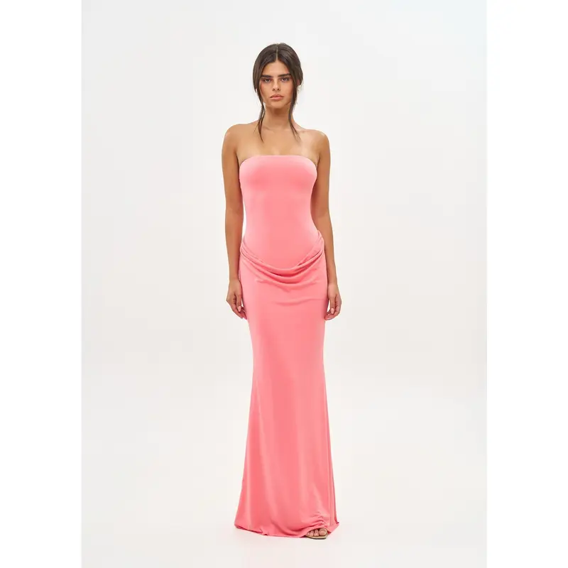 peaches formal dresses Plus Size Satin Strapless Keyhole Gown by Ladivine 7496C – ABC Fashion