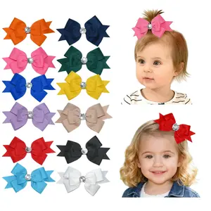 JoyBowie 12-piece 4.5inch satin and rhinestone bow hair clips, exquisite and elegant, beautiful and gentle, with alligator clips for a secure and stable hold, suitable for parties and gatherings.