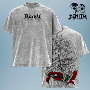 Broly Legendary Super Saiyan Vintage Washed T-Shirt – Dragon Ball Z DBZ Anime Streetwear Graphic Tee, Oversized Distressed Heavyweight Cotton Shirt, Broly Rage Gym Pump Cover, Harajuku Manga Style, Viral TikTok Anime Tee