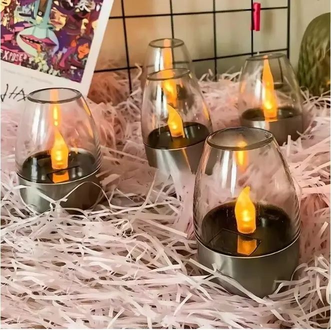 LED Solar Candles Light Flameless Rechargeable Night Light For Wedding Party Garden Decor Outdoor Waterproof Solar Candles Lamp