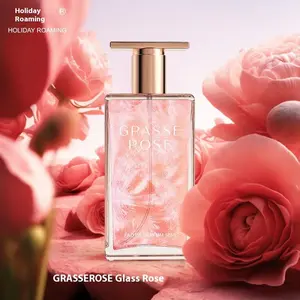 Holiday Roaming Grasse Rose Deep Floral Perfume 50ML, Women's Light Fragrance, Floral Fragrances, Floral Chypre Scent, Romantic Scent, High-End Gift Box, Suitable for Daily Use, Parties, Gifts