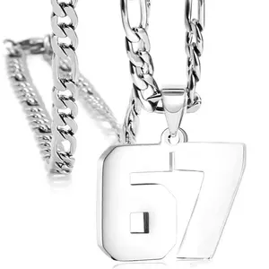 Trendy Stainless Steel Number 67 Necklace, Personalized Hip-Hop Style Jewelry, Exquisite Jewelry Gift, Number Necklace Perfect Gift for Sports Lovers & Birthday Celebrations