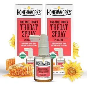 Adult Throat Spray for Sore Throat Relief, 1 Oz (Pack of 2) Soothing Non-GMO USDA Organic Dark Honey + Zinc, Relief, Ages 12 Years+