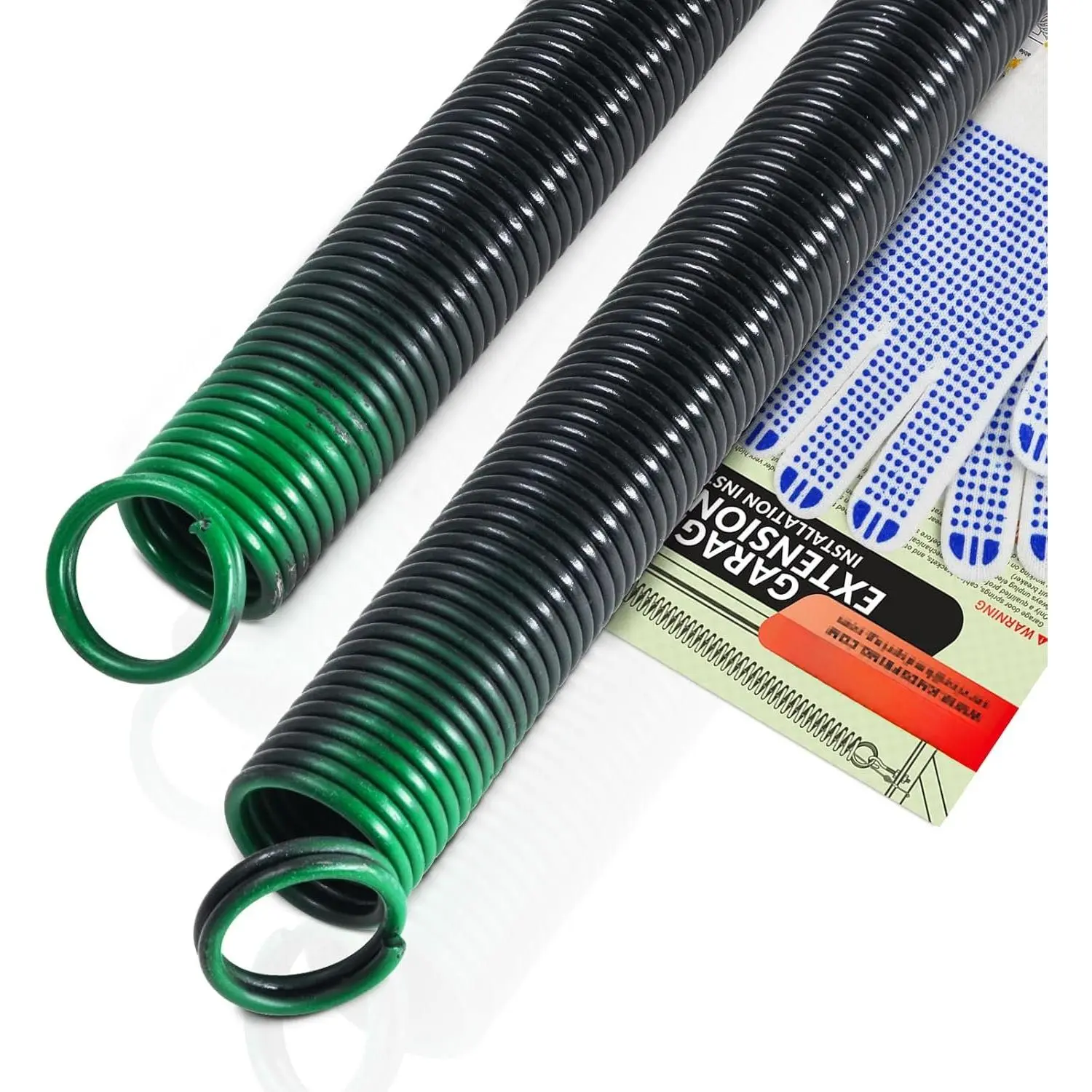 Pair of 120lb. Heavy Duty Garage Door Extension Springs Stretch Springs, 25" Long,Double Loop Ends,  Electrophoresis Black Coated, MIN 16,000 Cycles, for 7ft High Garage Doors
