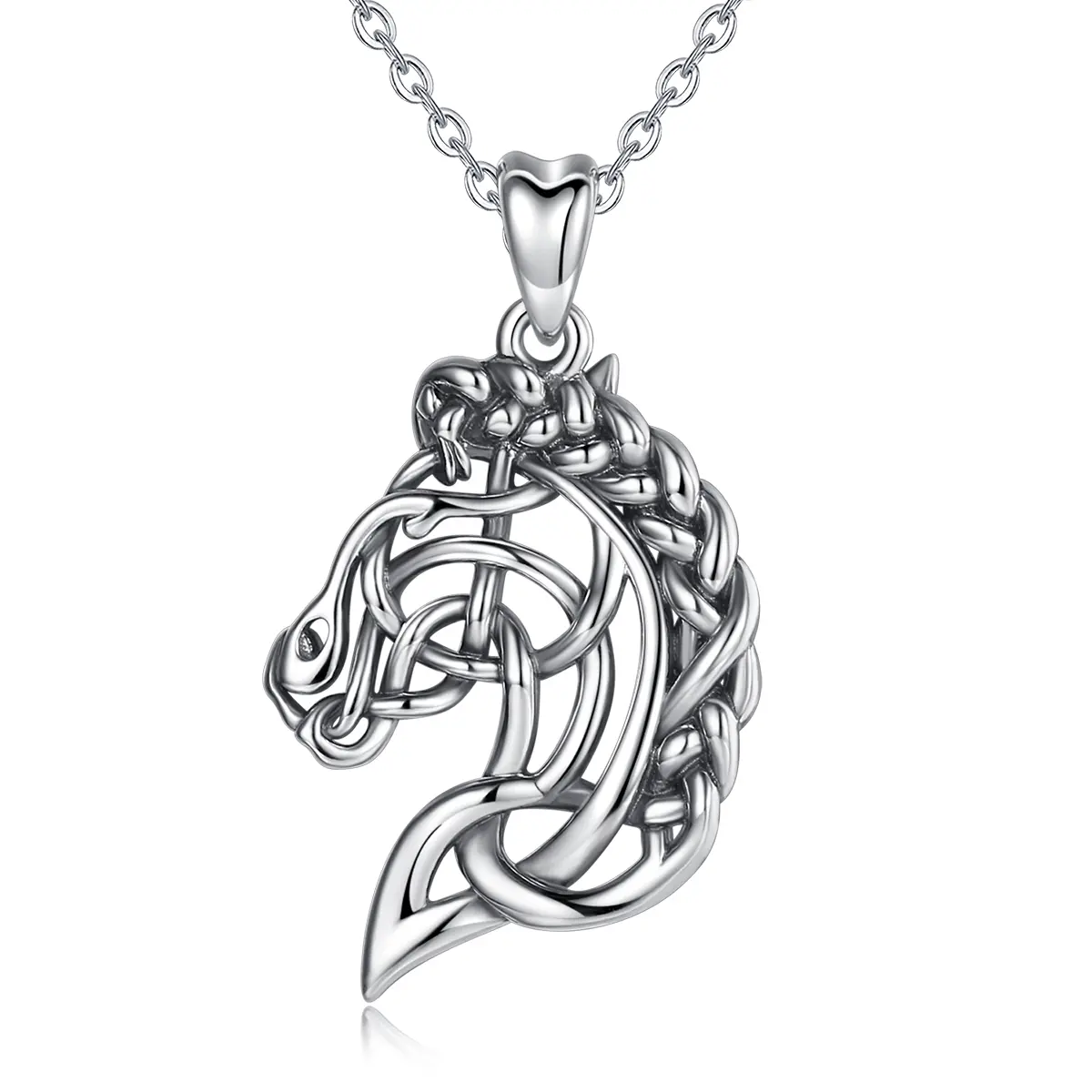 925 Sterling Silver Celtic Horse Necklace, Celtic Knot Horse Pendant, Symbol of Strength and Nobility, Gifts for Horse Lovers