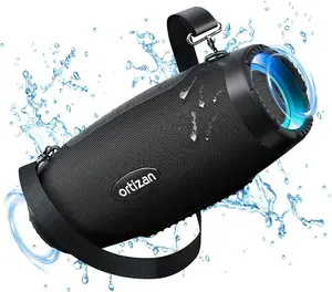 【Ortizan】 100W Bluetooth Speaker - Powerful Sound and Deep Bass, Portable Wireless, IPX7 Waterproof, 12H Playtime, Power Bank, EQ, USB, LED Lights - Outdoor Loud Subwoofer Boombox for Party, Camping Weatherproof Loudspeaker System