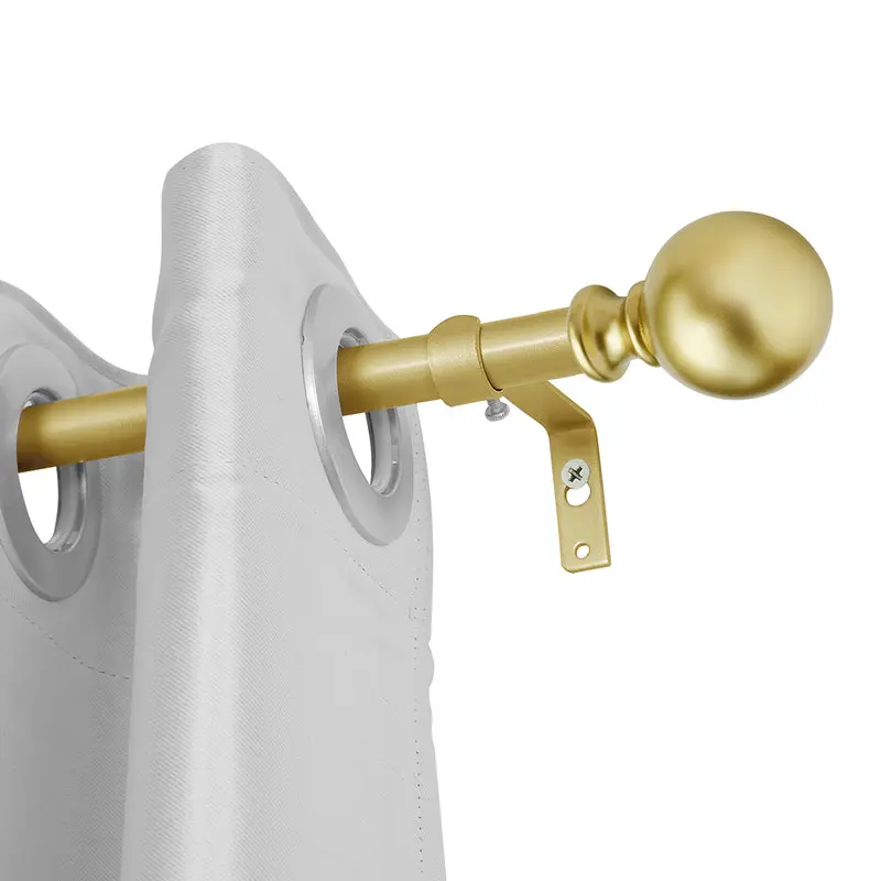 212 MAIN Modern Gold Metal Adjustable Curtain Rod - 3/4 in Telescopic Drapery Pole for Baby Nursery Windows, 28-48 in, Curtain Rods Adjustable, Complete Kit, 1 Inner Rod
