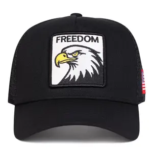 Embroidered Eagle Relief Trucker Cap - Patriotic Style Hat with Freedom logo