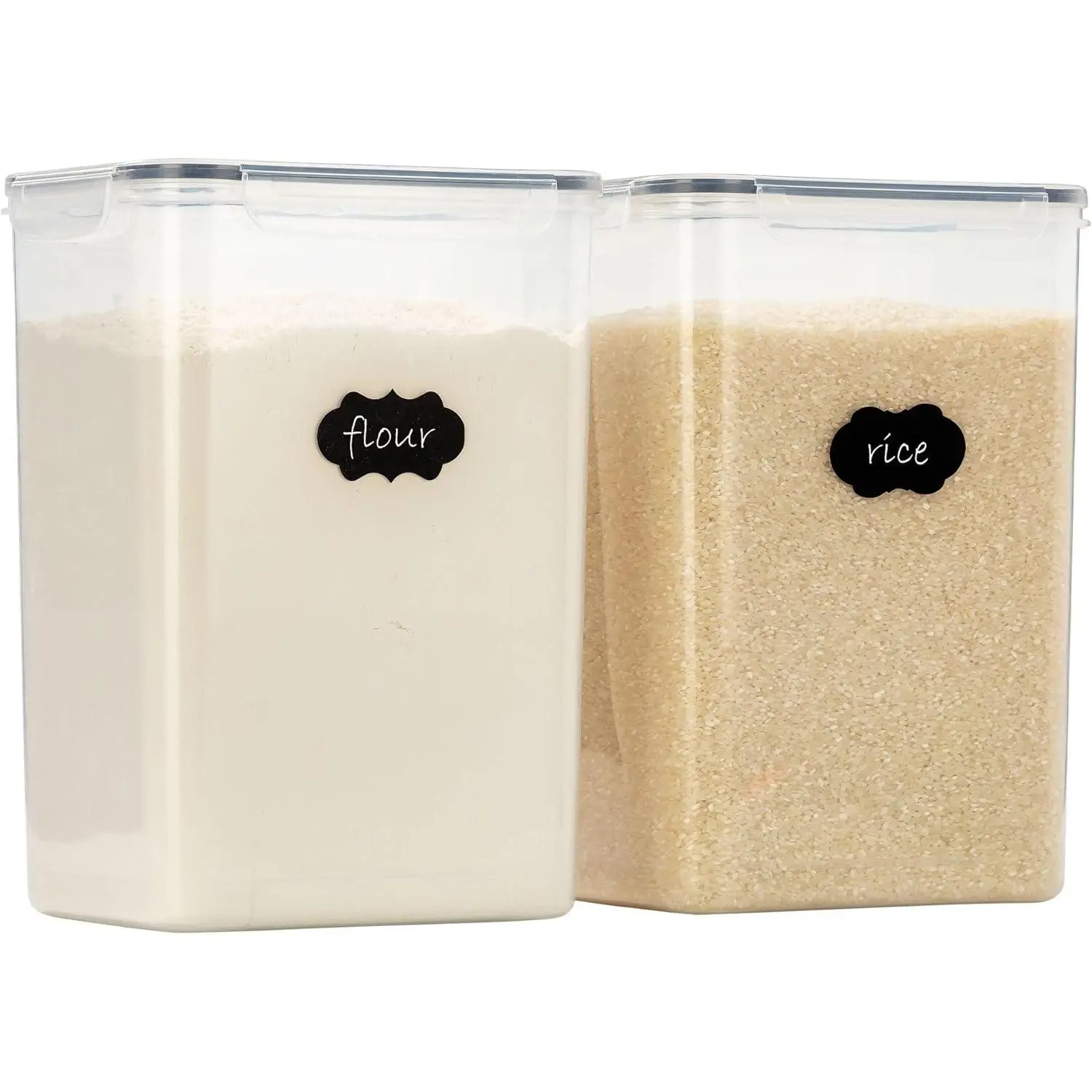 2 PCS Food Storage Containers With Lids, Kitchen Storage Containers for Pantry Organizers and Storage - Cereal, Rice, Flour and Sugar Containers With Labels & Marker.