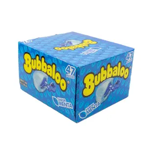 Bubbaloo MENTA Chewing Bubble Gum with Liquid Filled Center, Box of 47 Pieces, Mexican Candy, Dulces Mexicanos Sweet Party