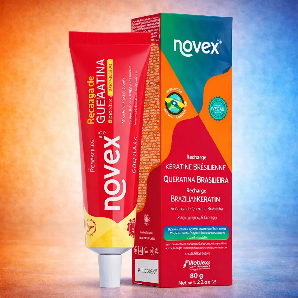 Novex Brazilian Keratin Recharge Hair Treatment, Moisturizing Curl Cream with Anti-Frizz & Damage Repair Formula for Dry Hair, Formaldehyde-Free, 80g
