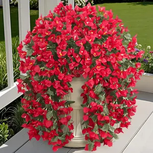 3-Piece Artificial Hanging Flower Set, Realistic Triangle Vine Decor, UV-Resistant, Perfect for Home Indoor Outdoor Garden Patio Yard Room Porch Wedding, Plants