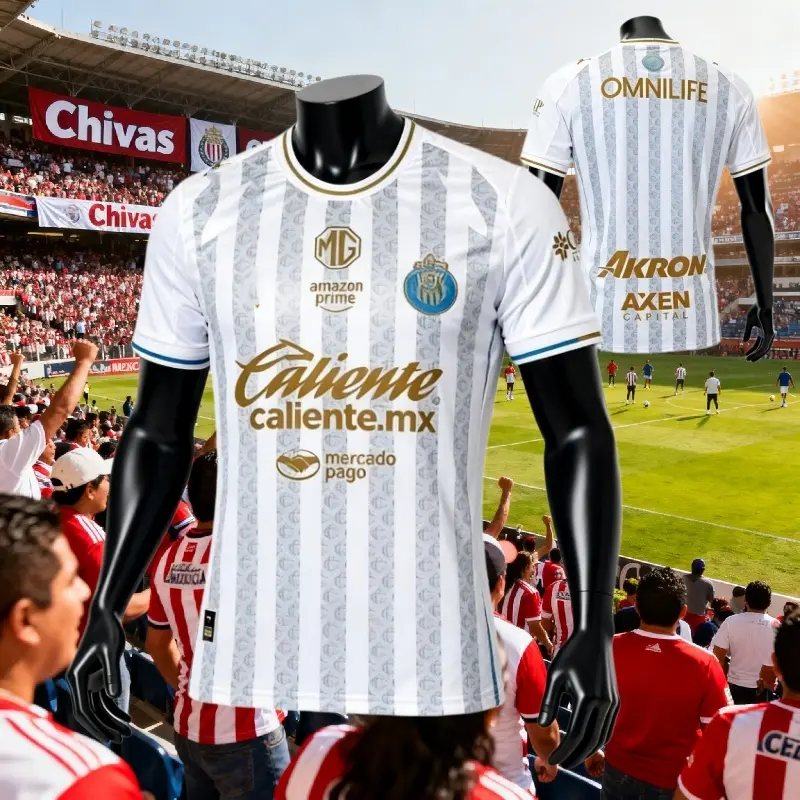 2526 Chivas CD Guadalajara Home Jersey Vintage Mexico Red  Stripe Short Sleeve Top Football Jersey LIGAMX