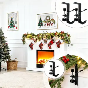 4-Pack Fireplace Hanger Set for Stockings & Garland, No-Drill Christmas Mantel Decor, Durable Stocking Holders and Garland Hooks