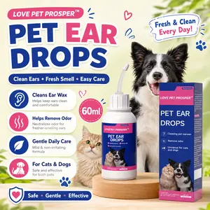 LOVE PET PROSPER Pet Ear Cleaner Drops for Dogs & Cats, 60ml Ear Care Solution for Ear Wax, Odor, Dirt, Itching Support and Daily Hygiene | COD