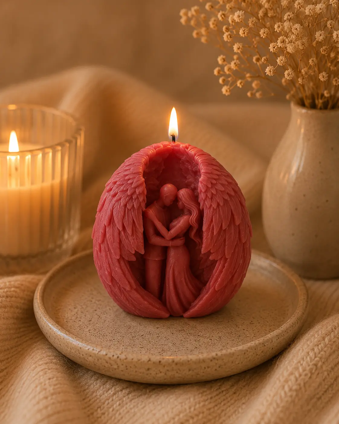 Angel Couple Candle 3.5x3 inches