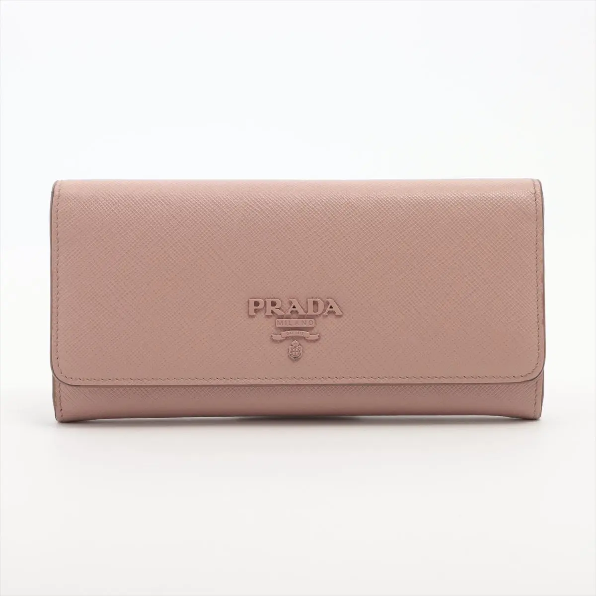 Pre-owned PRADA Leather Small Leather Goods Large Saffiano Monochromatic Wallet