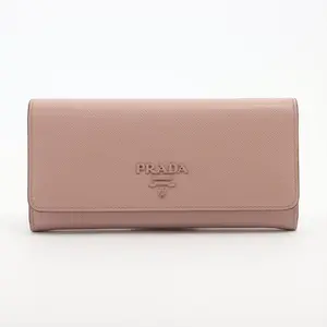 Pre-owned PRADA Leather Small Leather Goods Large Saffiano Monochromatic Wallet