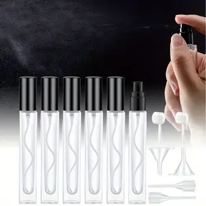 6 Pack Refillable Glass Spray Bottle Portable Press Spray Bottle Travel Split Bottle Cylindrical Sample Bottle Beauty & Personal Care