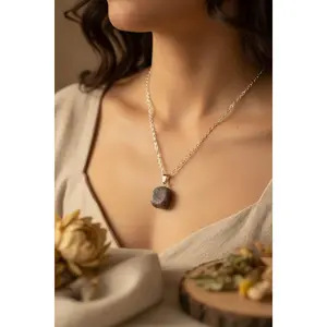 Rhodonite Stone Pendant – Handcrafted Necklace