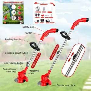 21V Electric Weed Wacker Brush Cutter Cordless Weed Eater with Battery and Charger Ultra-Light 3 in 1 Weed Trimmer with Expandable Shaft Electric String Grass Trimmer for Lawn, Garden, Yard