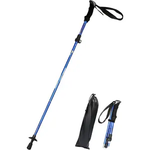 Aluminum Collapsible Ultralight Travel Trekking Hiking Pole for Men and Women (Fits 5'3" - 6'2"), Single Pole (1 Pack), Blue : Sports & Outdoors