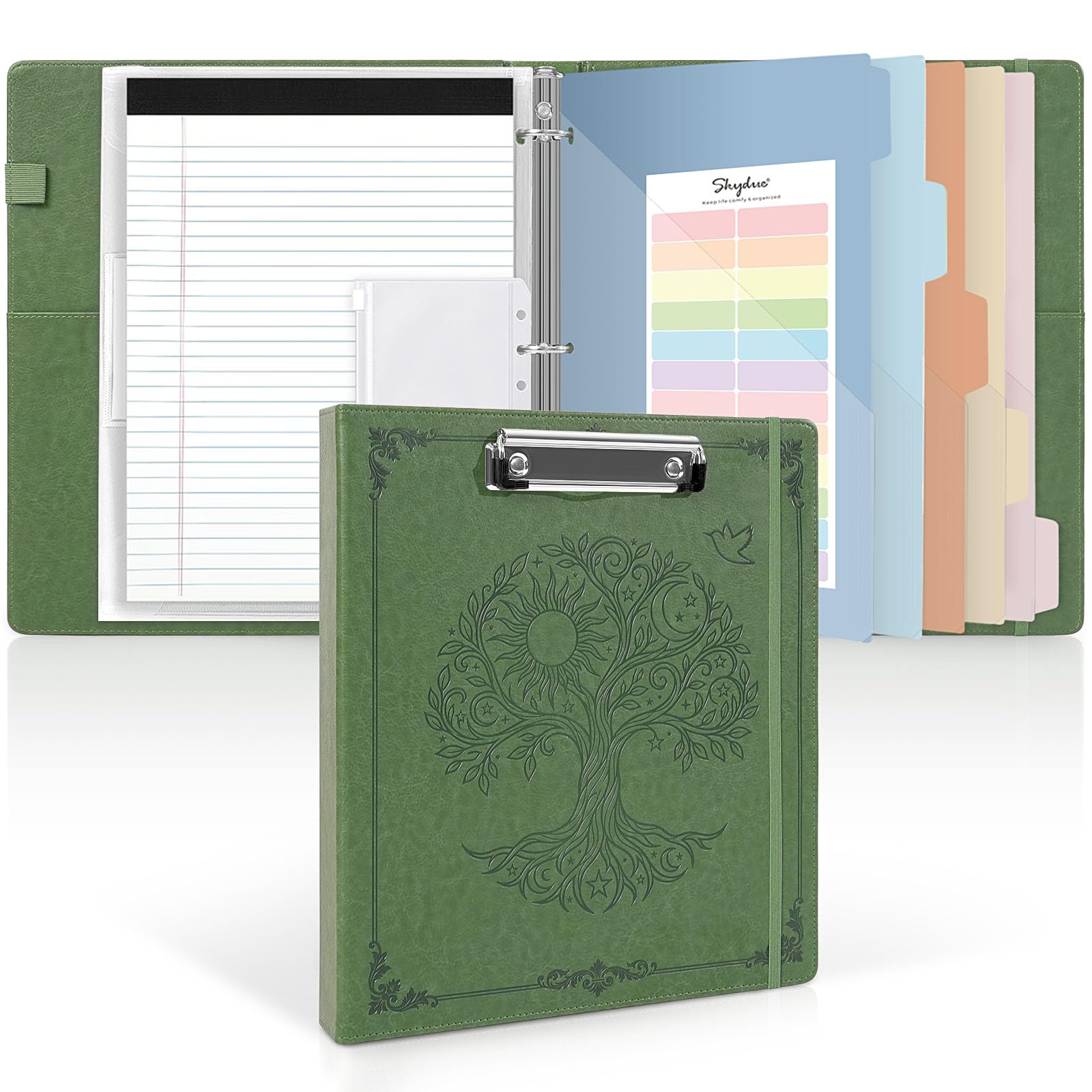 SKYDUE 1 Inch PU Clipboard Binder with Refillable Notepad, 5 Dividers, 10 Pockets & Labels, Letter Size,back to school,back to school shopping