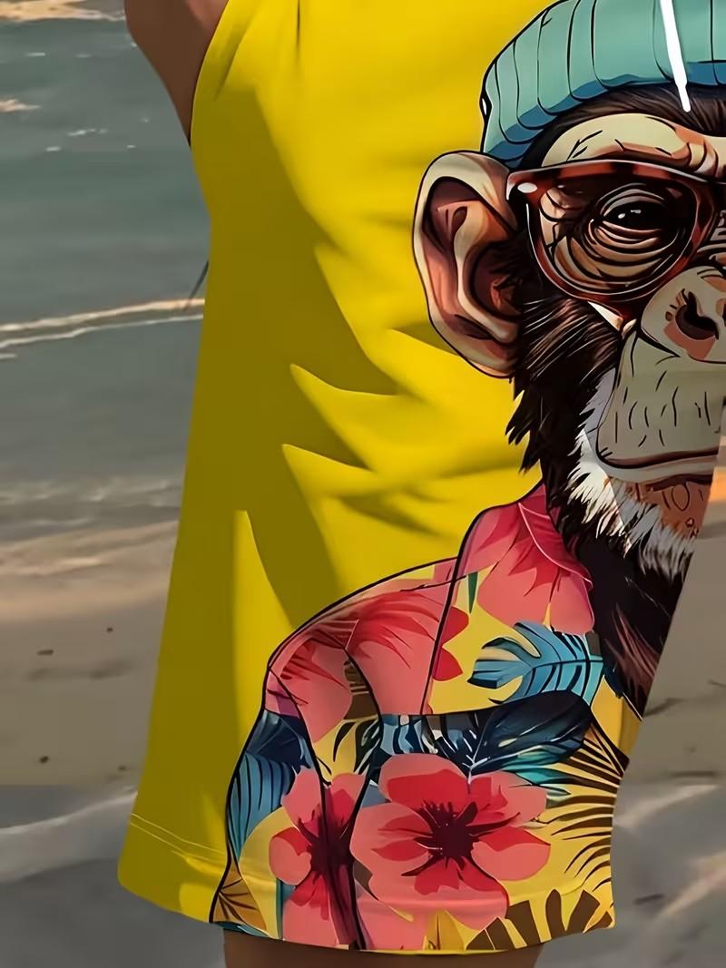 Cool Beach Shorts for Men 3D Printed Casual Pants Summer Fashion Comfortable for Hawaii Maldives Minimalist Design Polyester Woven Regular Fit - Man, Menswear